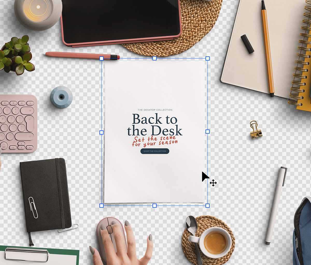 Editable paper area in the free photographed desk mockup