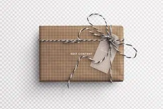 Free Gift Mockup and Tag Wrapped Free Download