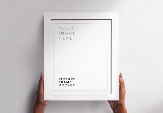 Hands Holding Wall Frame Vertical Mockup Thumbnail
