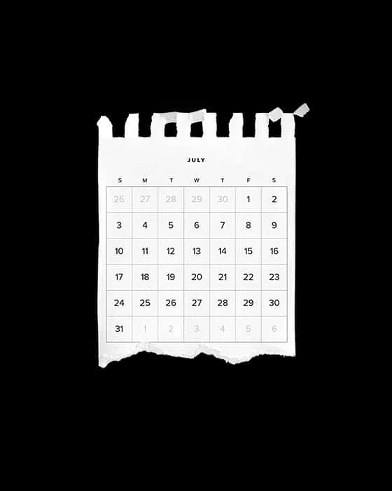White July Calendar Small Notepad 2 Half Page Torn 2 04 PNG Image Isolated Object