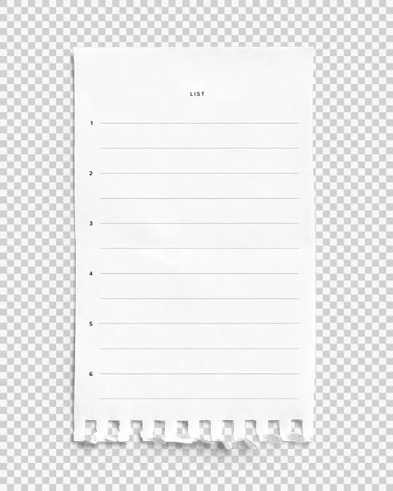 White List Small Notepad 1 Page 4 03 PNG Image Transparent Background