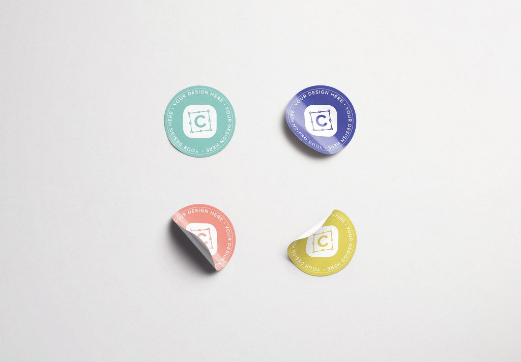 Four Round Stickers Mockup | Custom Scene