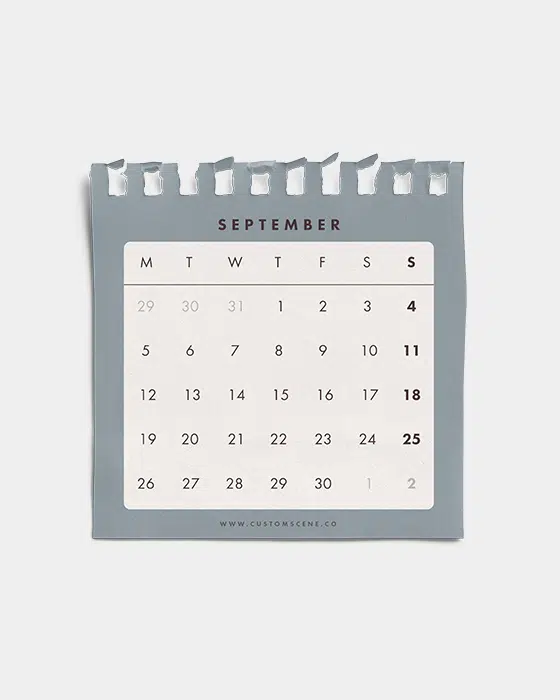 Free Blue September Small Calendar Notepad Page 01 PNG Image Thumbnail