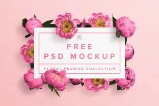Free Floral Peonies Banner Free PSD Mockup
