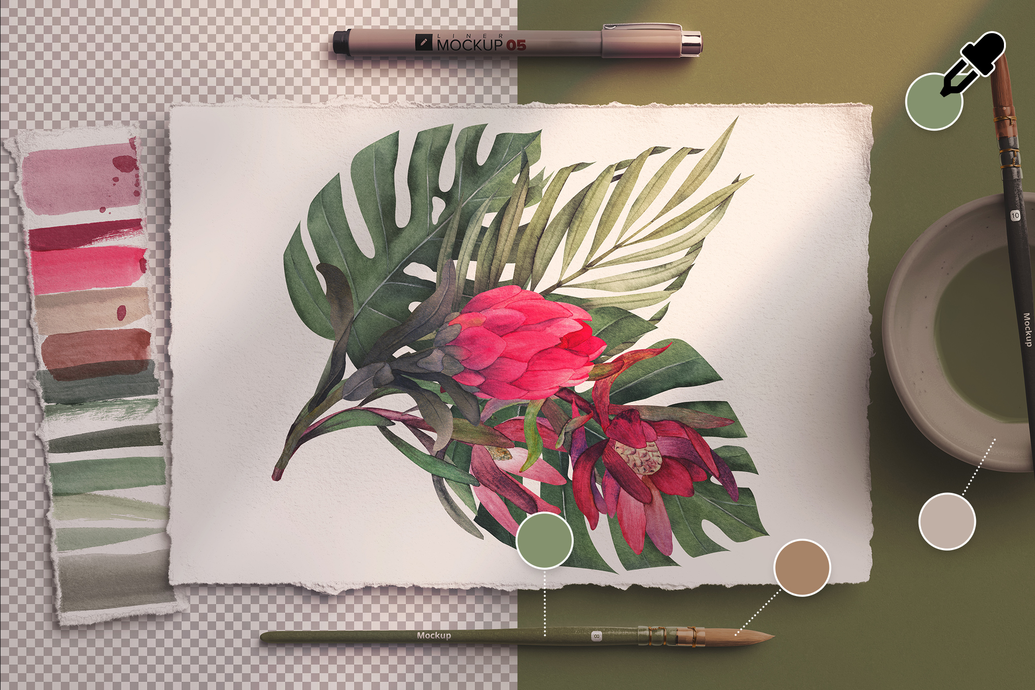 A4 Deckled Edge Paper Watercolor Mockup Scene 04 Color Editable.jpg