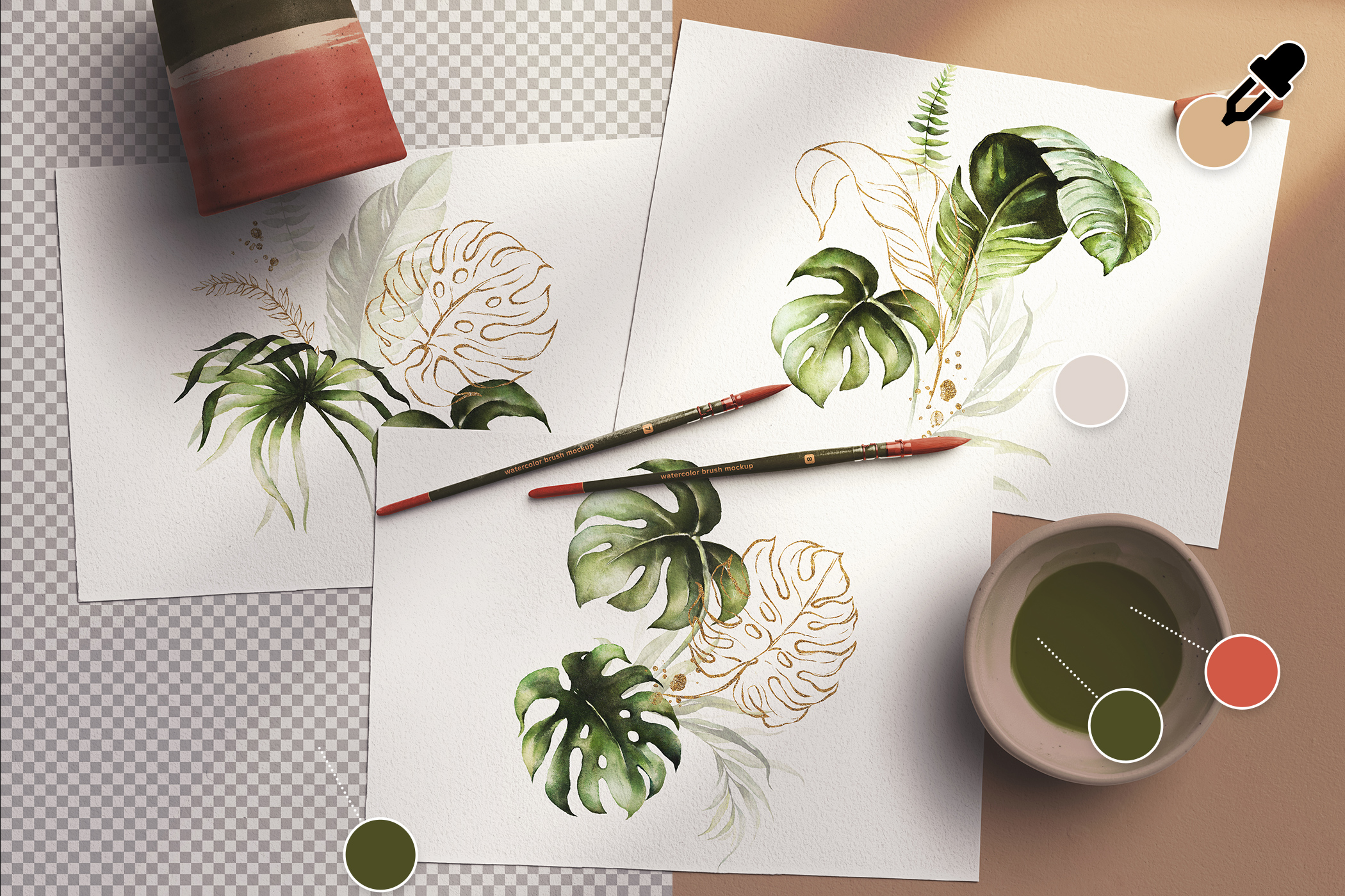 Three A4 Watercolor Paper Mockup 04 Color Editable.jpg