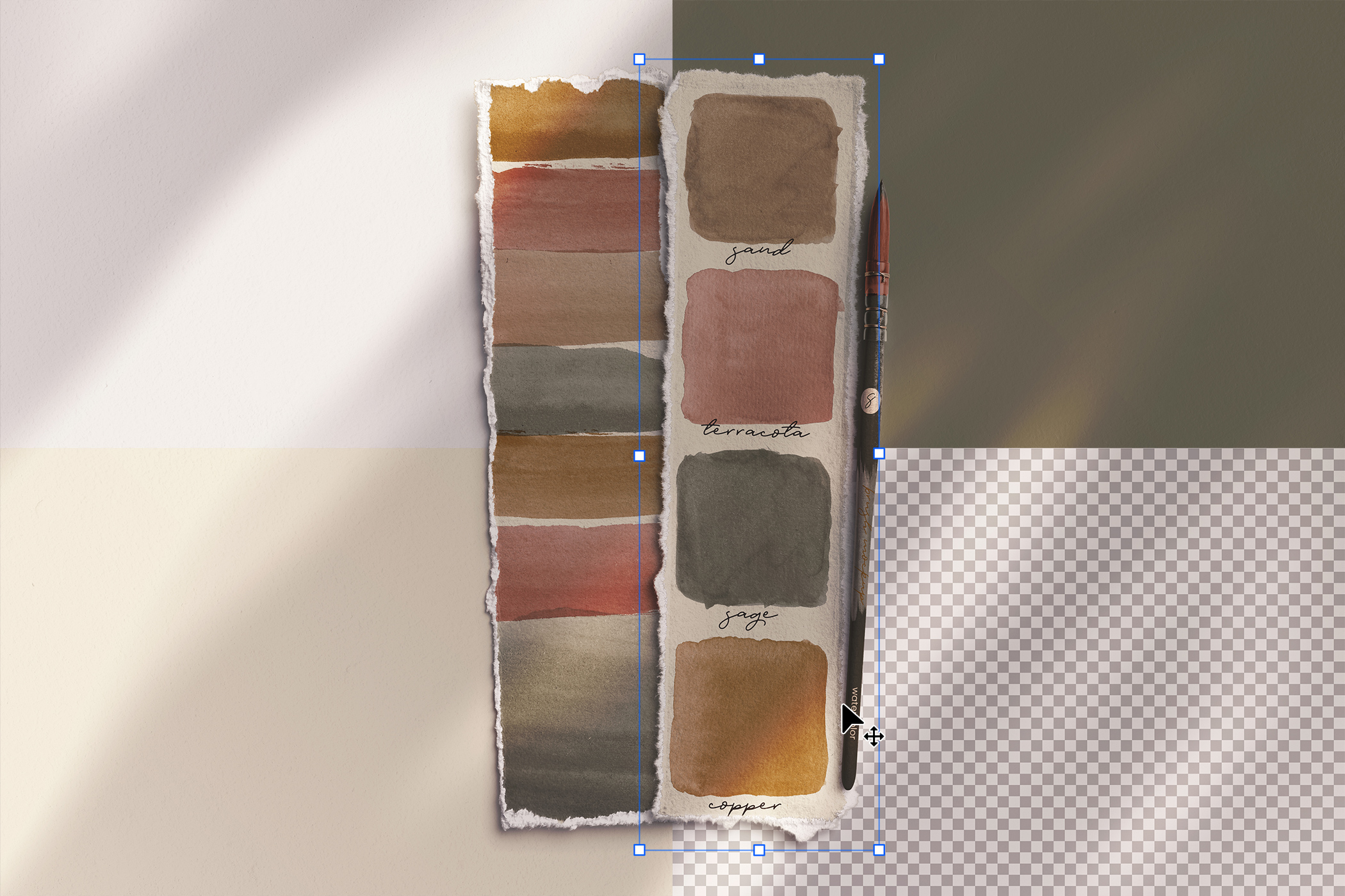 Two Strip Deckled Edge Paper with Watercolor Brush Mockup 03 Isolated Objects.jpg