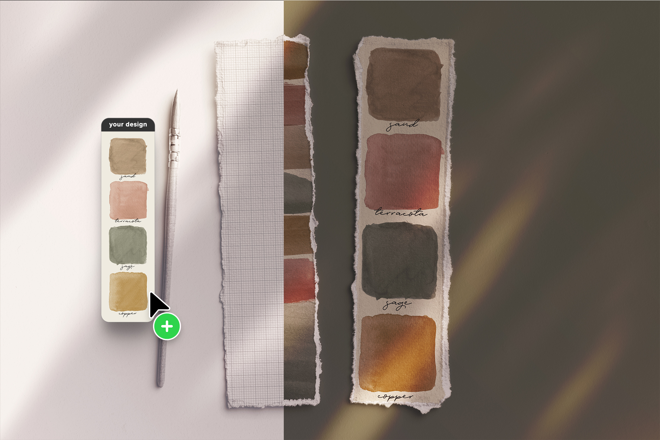 Two Strip Deckled Edge Paper with Watercolor Brush Mockup 05 Add your design.jpg