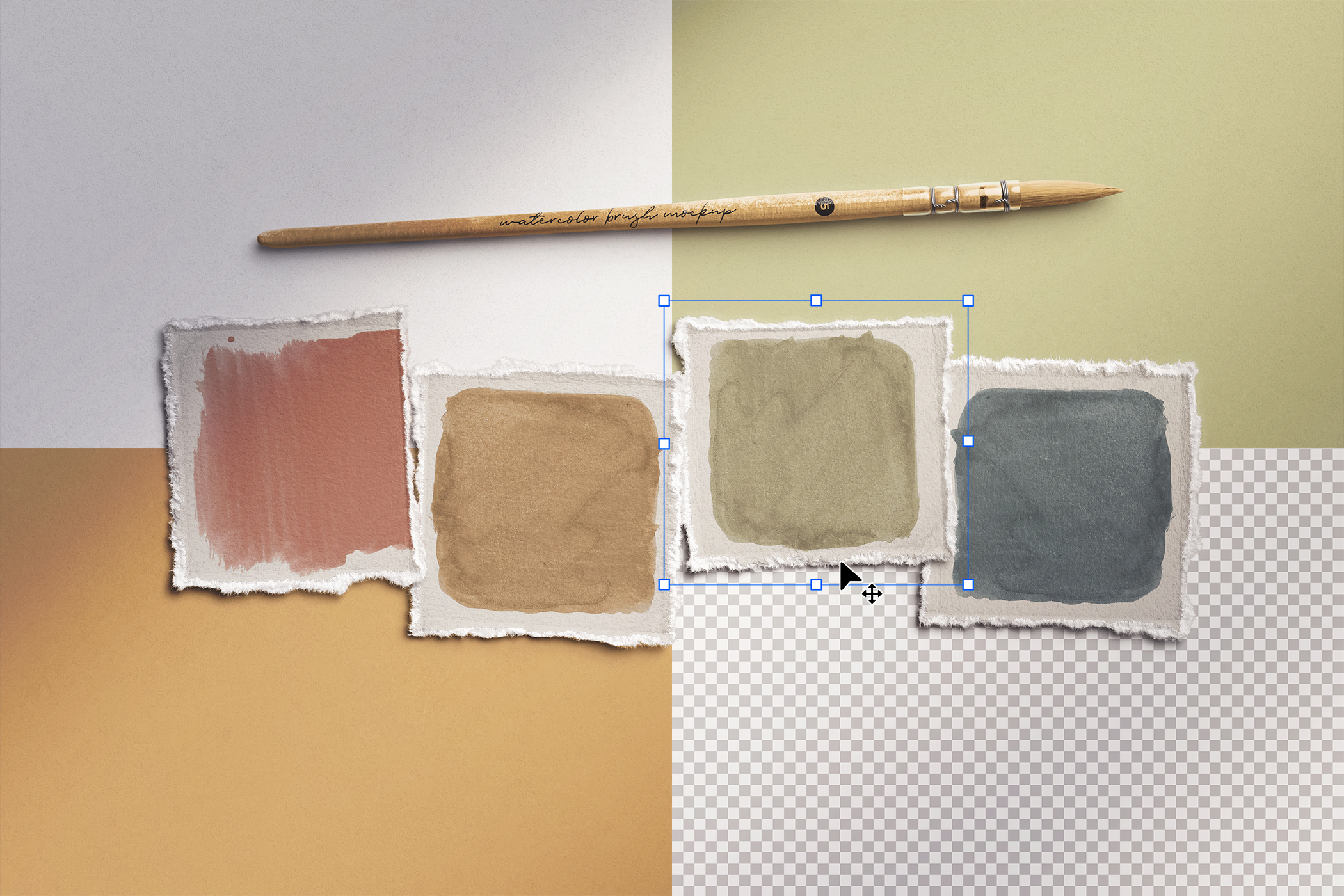 Sampling Deckled Edge Paper with Watercolor Brush Mockup 03 Isolated Objects.jpg