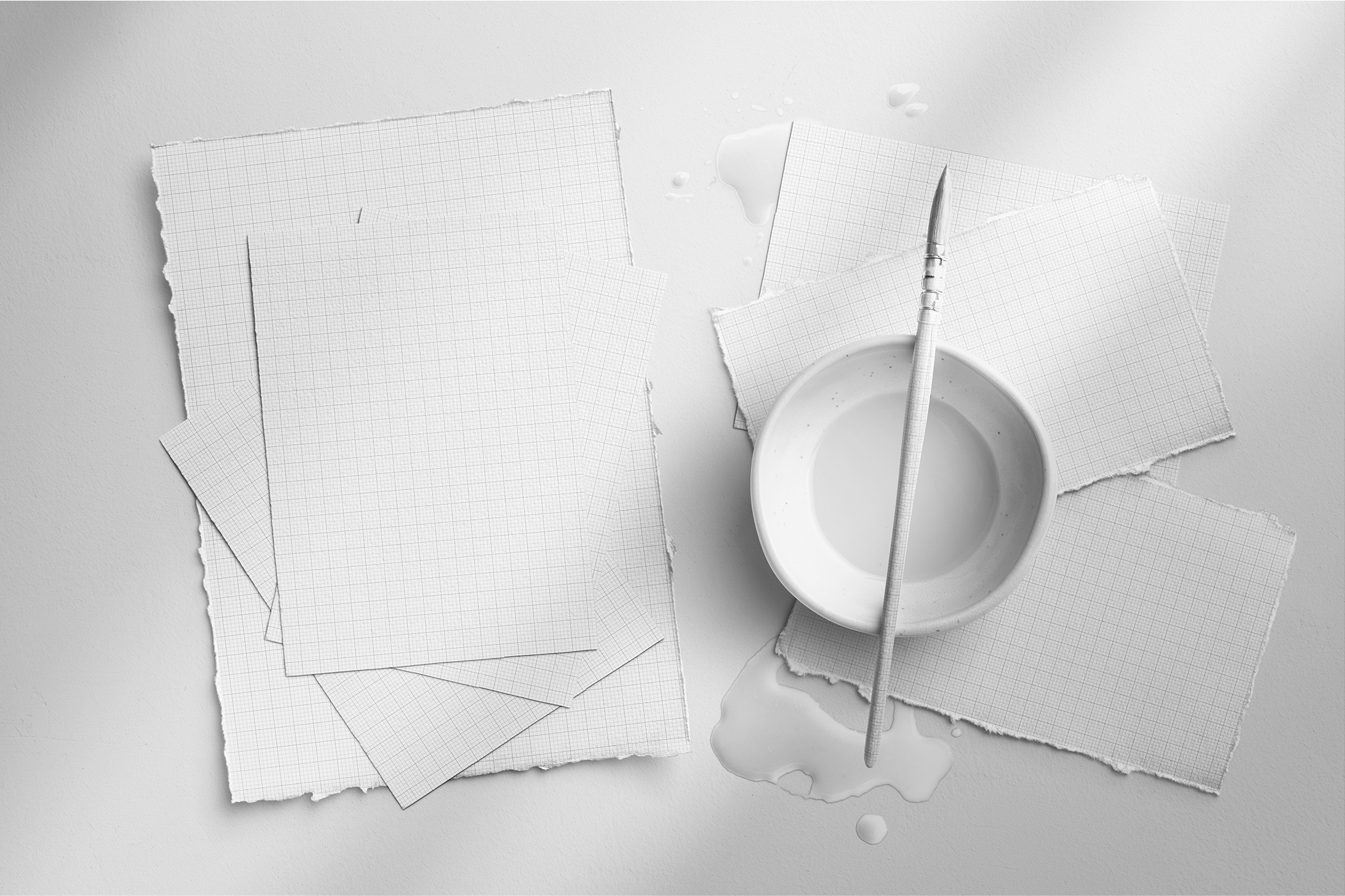 Free A5 Watercolor Paper Mockup Watercolor Scene 02 Layered PSD.jpg