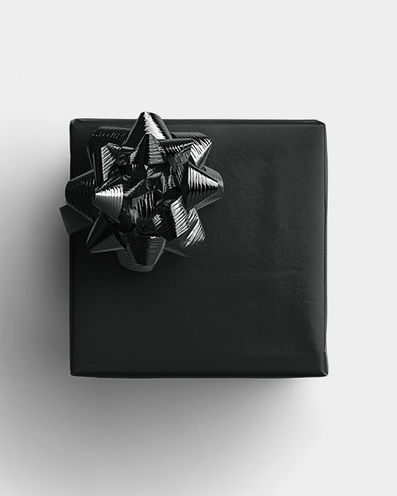 Elegant Black Gift Box with Black Ribbon - Custom Scene