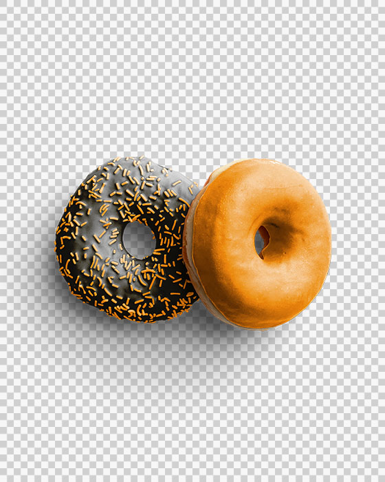 Pair of Donuts with Black and Orange Glaze with Sprinkles 03 PNG Image Transparent Background.jpg