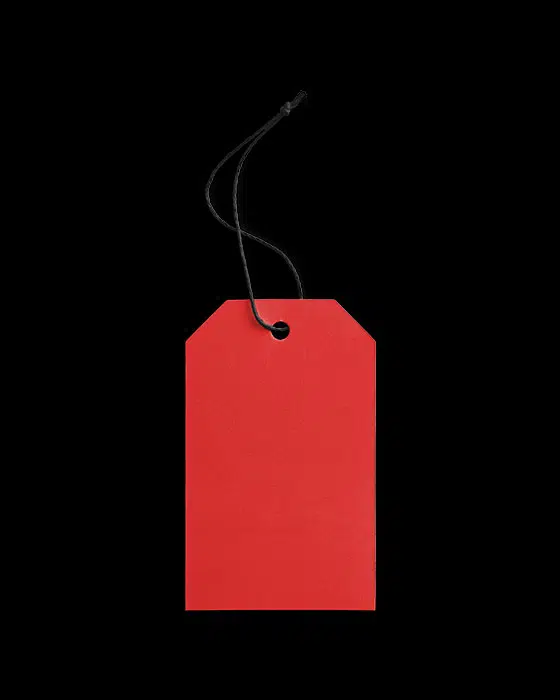 Red Label with Black Hanging String - Custom Scene