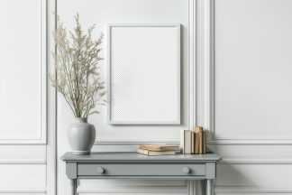 Free A3 Frame Mockup on the Wall in Scandinavian Interior Design Room PSD Mockup.jpg