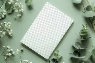 Free Card Mockup with Breath Flowers and Green Eucalyptus Leaves PSD Mockup.jpg