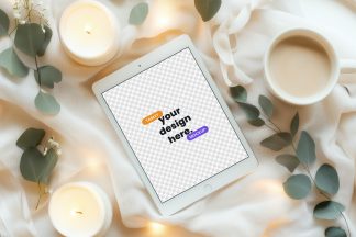 Free Flatlay Tablet Mockup with Candles and Eucalyptus Thumbnail.jpg