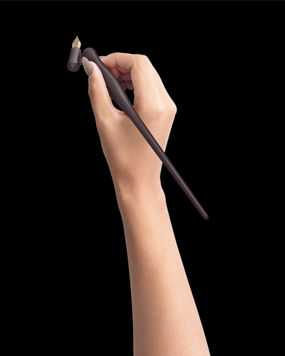 Light Hand Holding Oblique Calligraphy Pen Modern and Minimalist 04 PNG Image Isolated Object.jpg