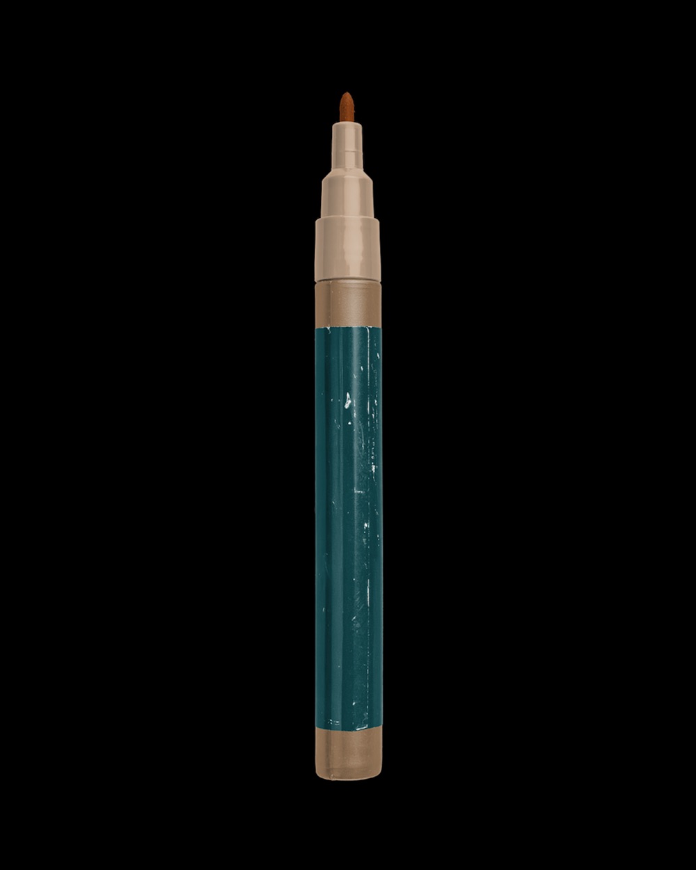 Open Worn Permanent Marker with Fine Tip Rich Teal and Rust 04 PNG Image Isolated Object.jpg