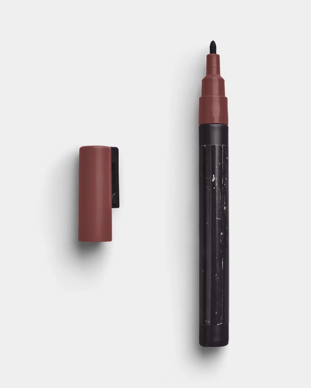 Open Worn Permanent Marker with Fine Tip and Cap Ink Studio Neutrals 01 PNG Image Thumbnail.jpg