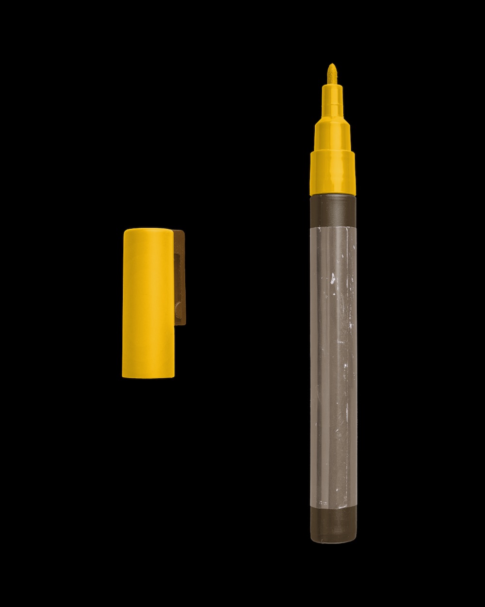 Open Worn Permanent Marker with Fine Tip and Cap Vintage and Golden Tones 04 PNG Image Isolated Object.jpg