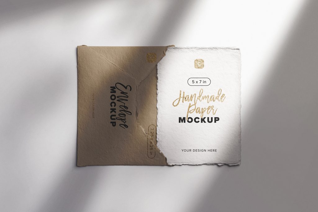 5x7in Handmade Paper Invitation with Open Torn Envelope Mockup 01 Thumbnail.jpg