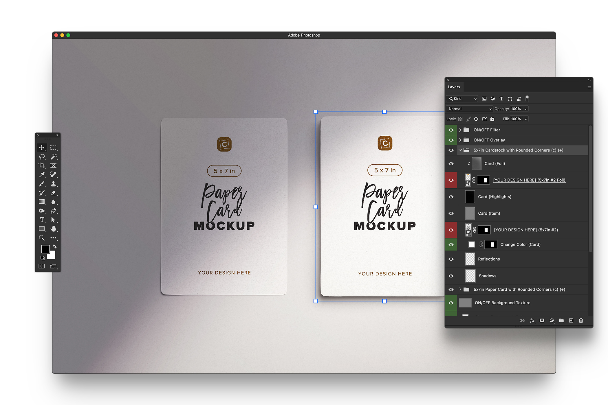 5x7in Paper Card Mockup Rounded Corners Set 05 Layered PSD Mockup.jpg