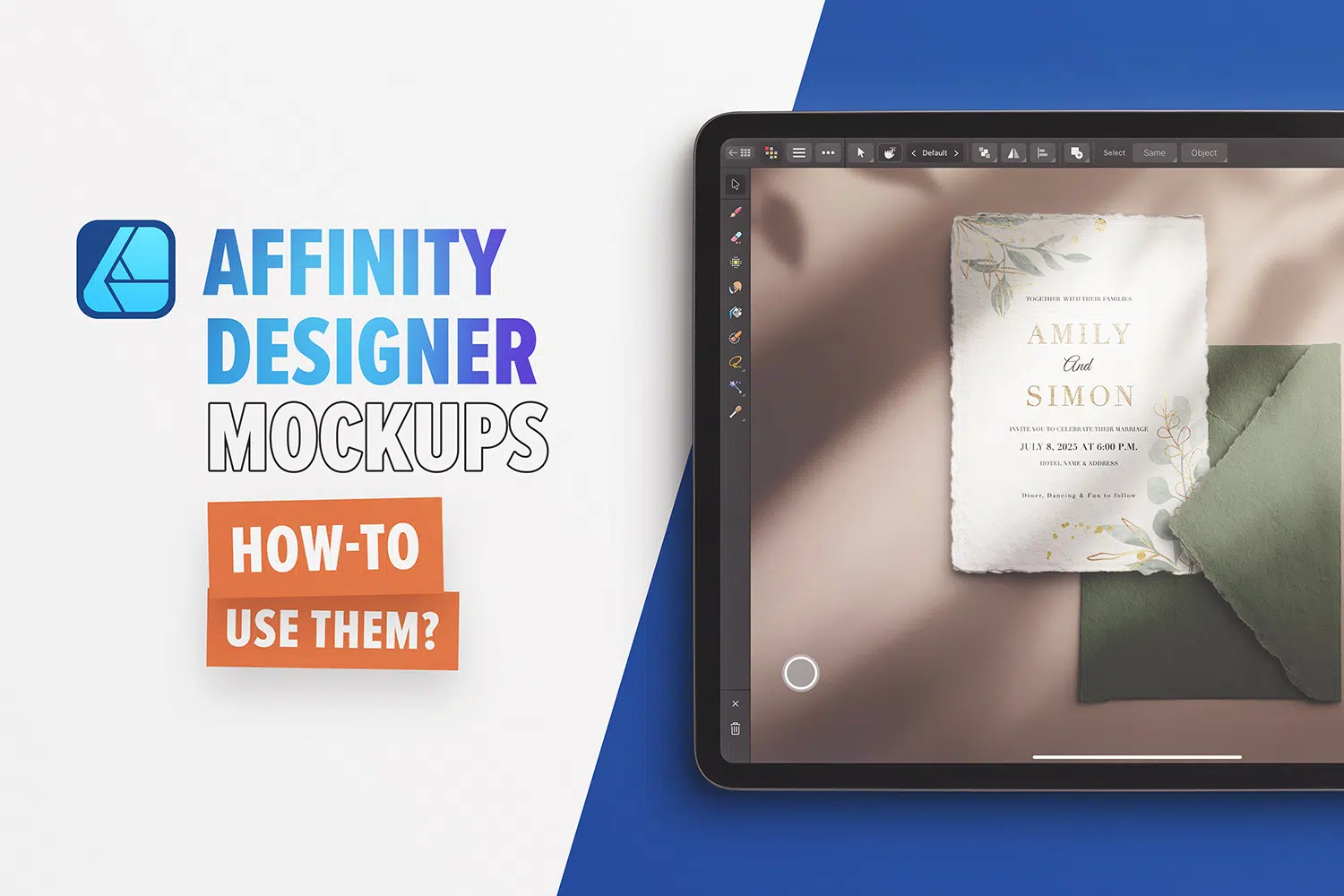 Affinity mockups tutorial showing how to customize a mockup in Affinity Designer