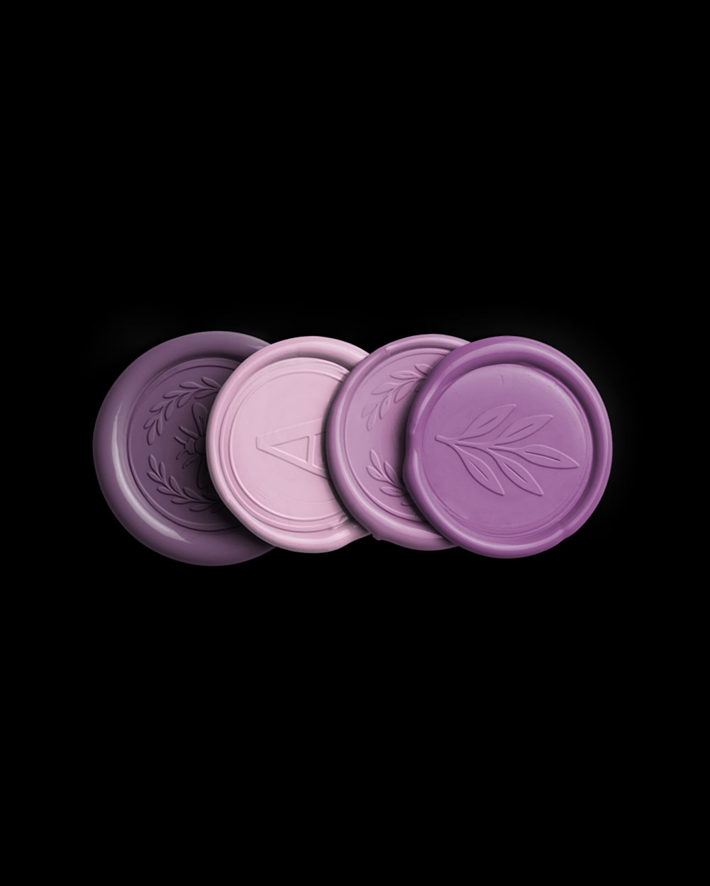 Amethyst Vertical Stack of Four Wax Seals with Design 04 PNG Image Isolated Object.jpg