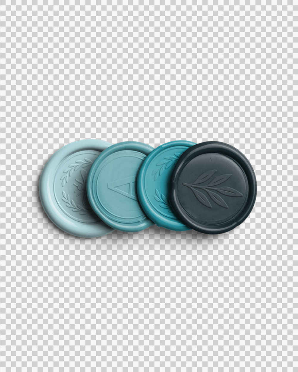 Azure Vertical Stack of Four Wax Seals with Design 03 PNG Image Transparent Background.jpg