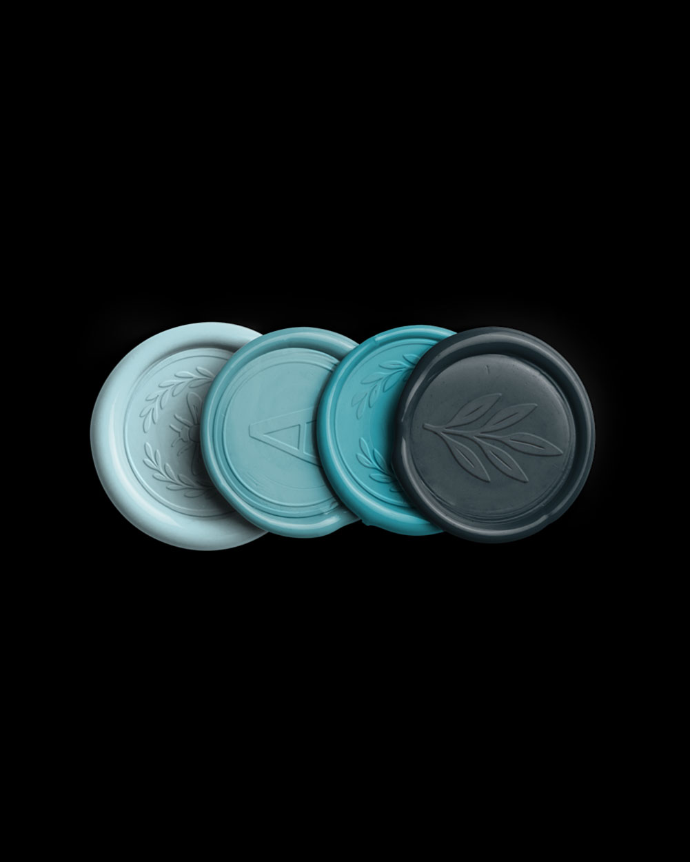 Azure Vertical Stack of Four Wax Seals with Design 04 PNG Image Isolated Object.jpg