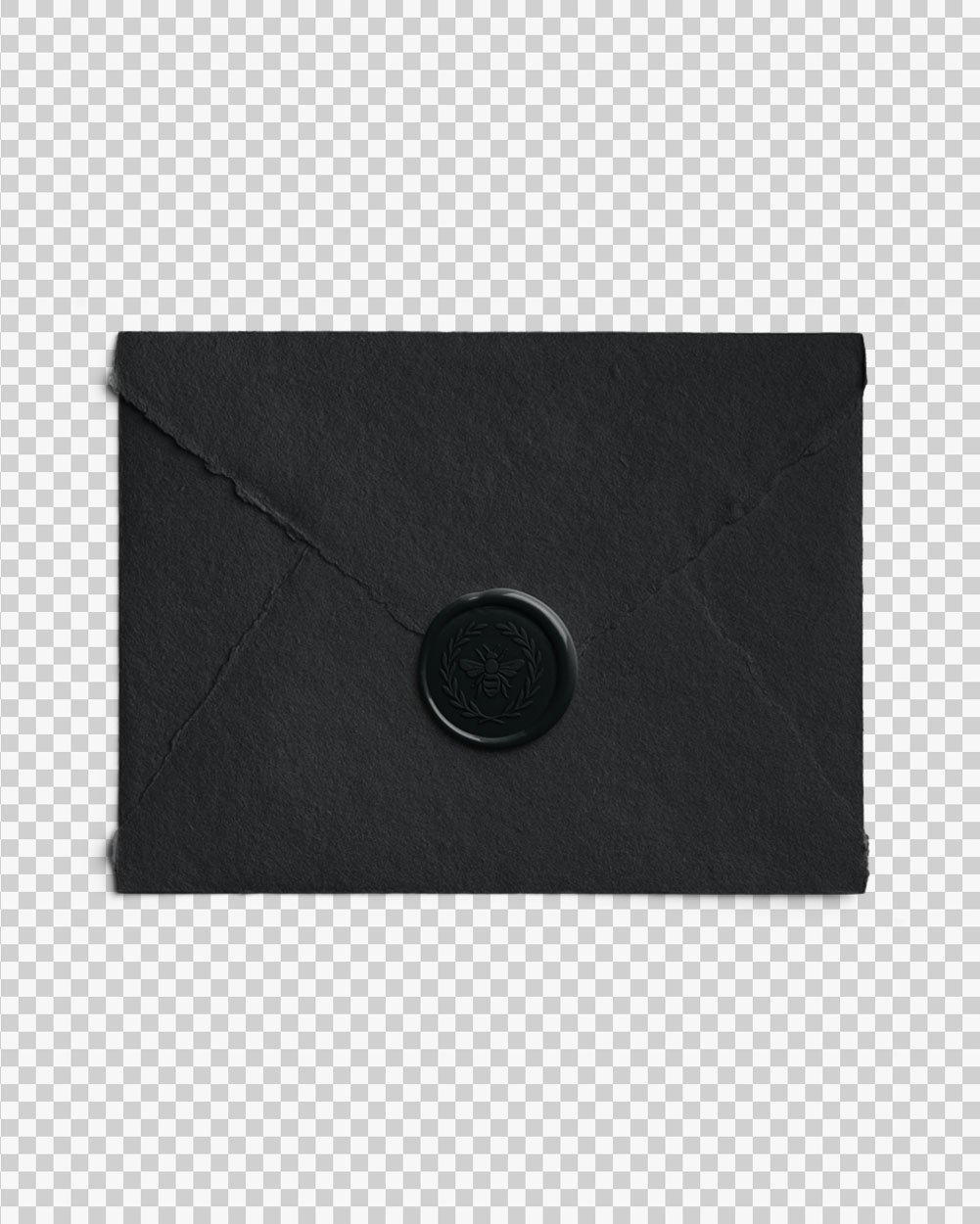 Charcoal Handmade Paper Envelope with Wax Seal with Design 03 PNG Image Transparent Background.jpg
