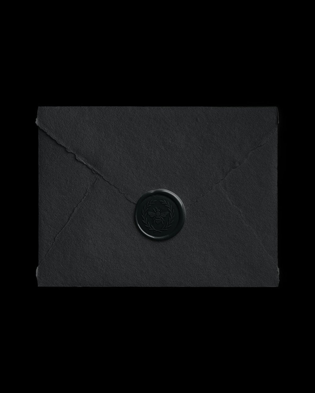 Charcoal Handmade Paper Envelope with Wax Seal with Design 04 PNG Image Isolated Object.jpg