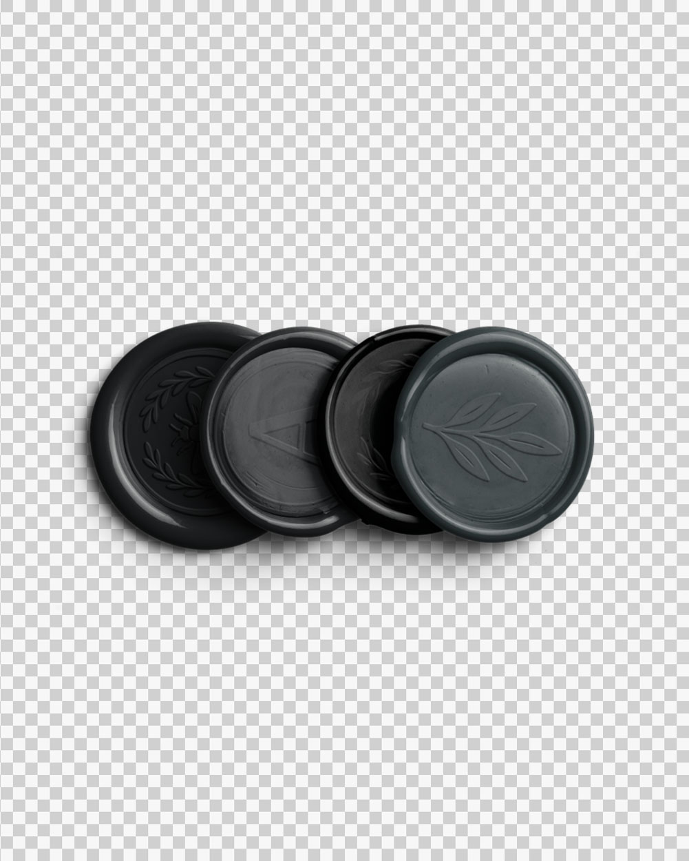 Charcoal Vertical Stack of Four Wax Seals with Design 03 PNG Image Transparent Background.jpg