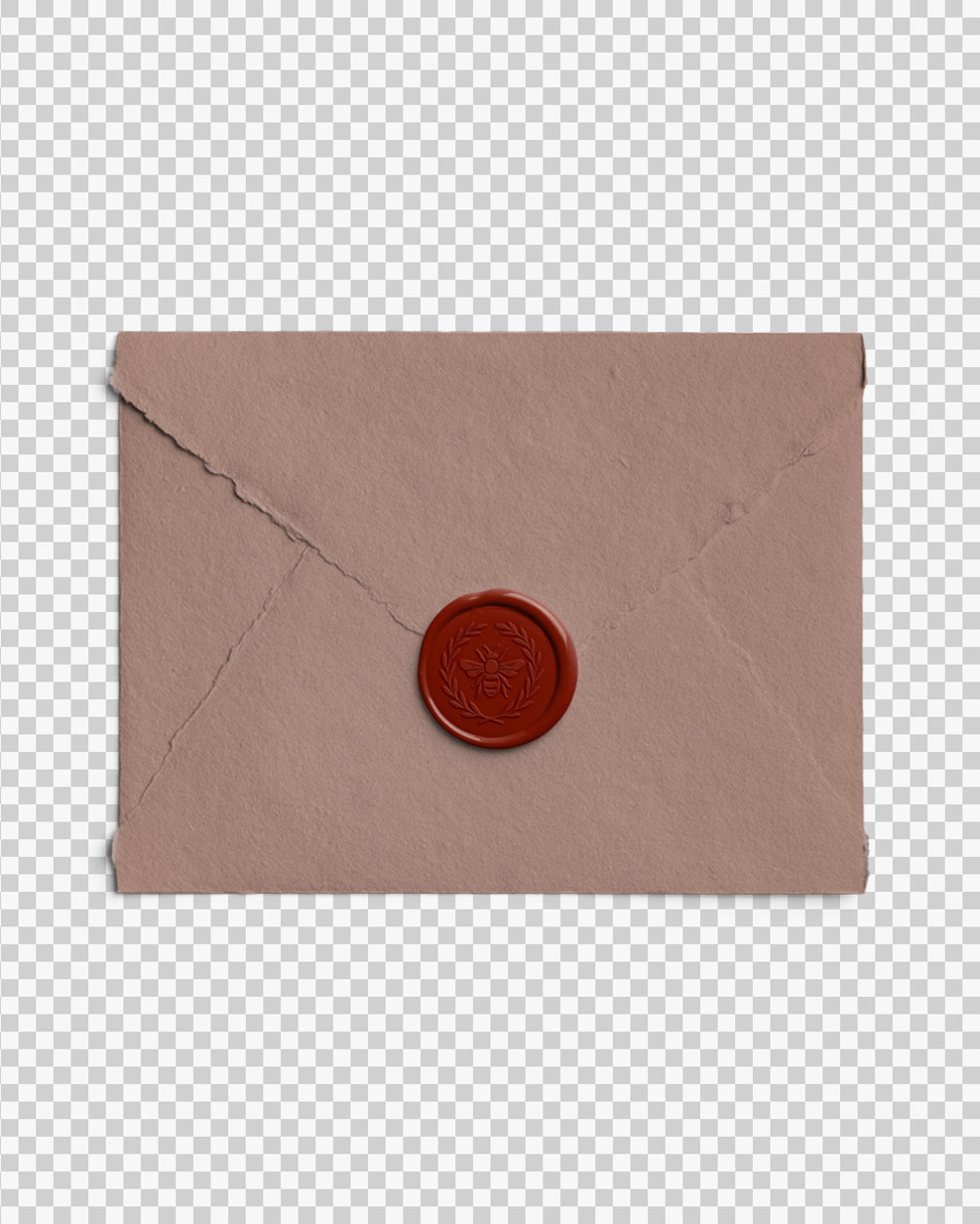 Crimson Handmade Paper Envelope with Wax Seal with Design 03 PNG Image Transparent Background.jpg