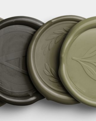 Olive Vertical Stack of Four Wax Seals with Design 02 PNG Image High Resolution.jpg