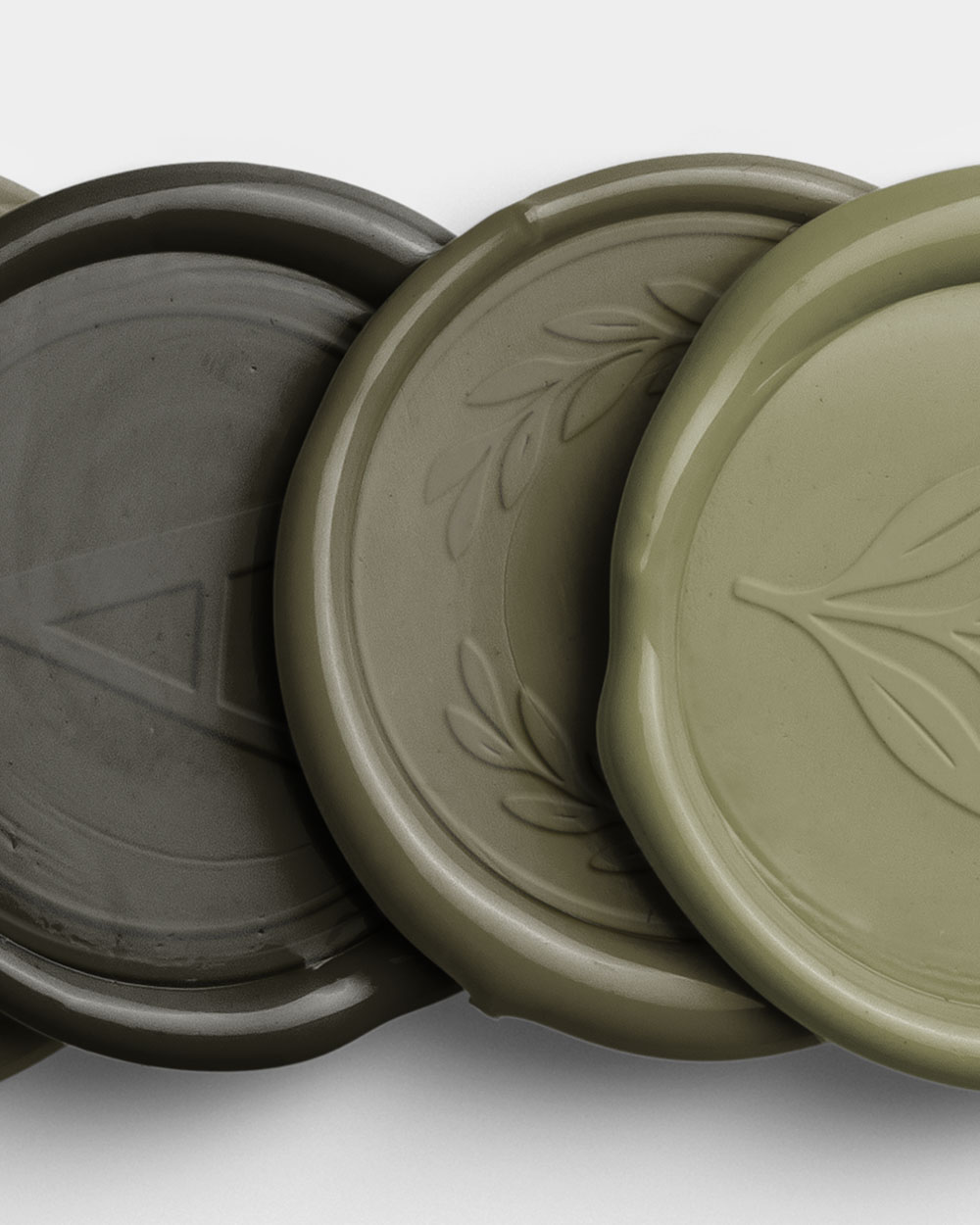 Olive Vertical Stack of Four Wax Seals with Design 02 PNG Image High Resolution.jpg