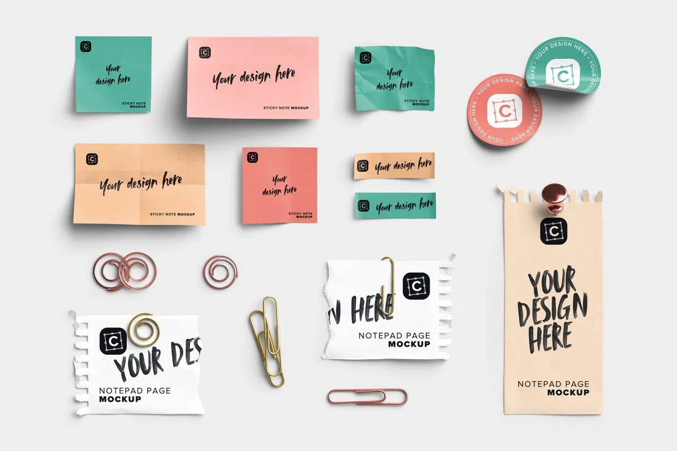 Marina Sticky Notes and Paper Clips Editable Objects Pack | Custom Scene