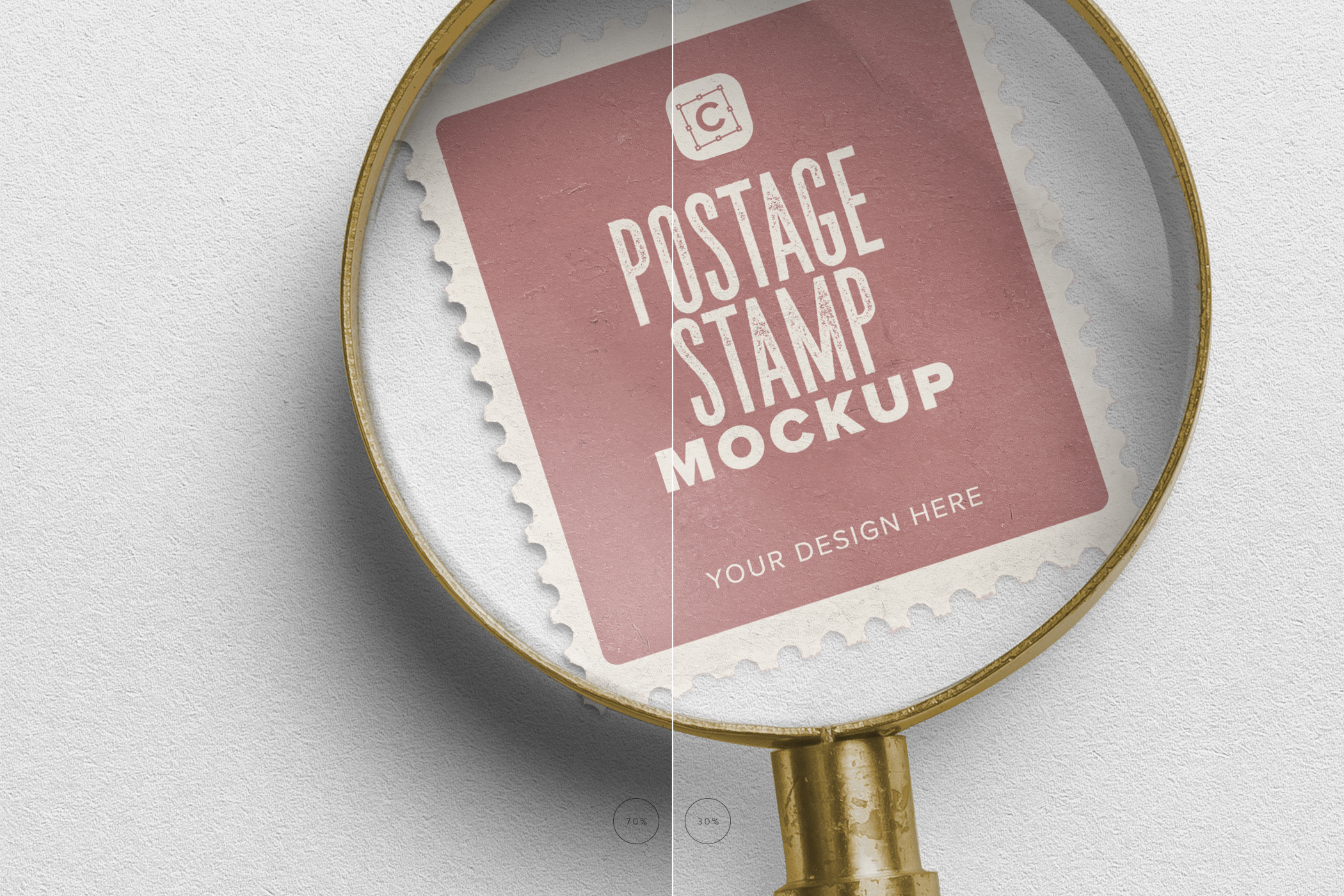 Square Postage Stamp Under Magnifying Glass Mockup 06 Separated Shadows.jpg