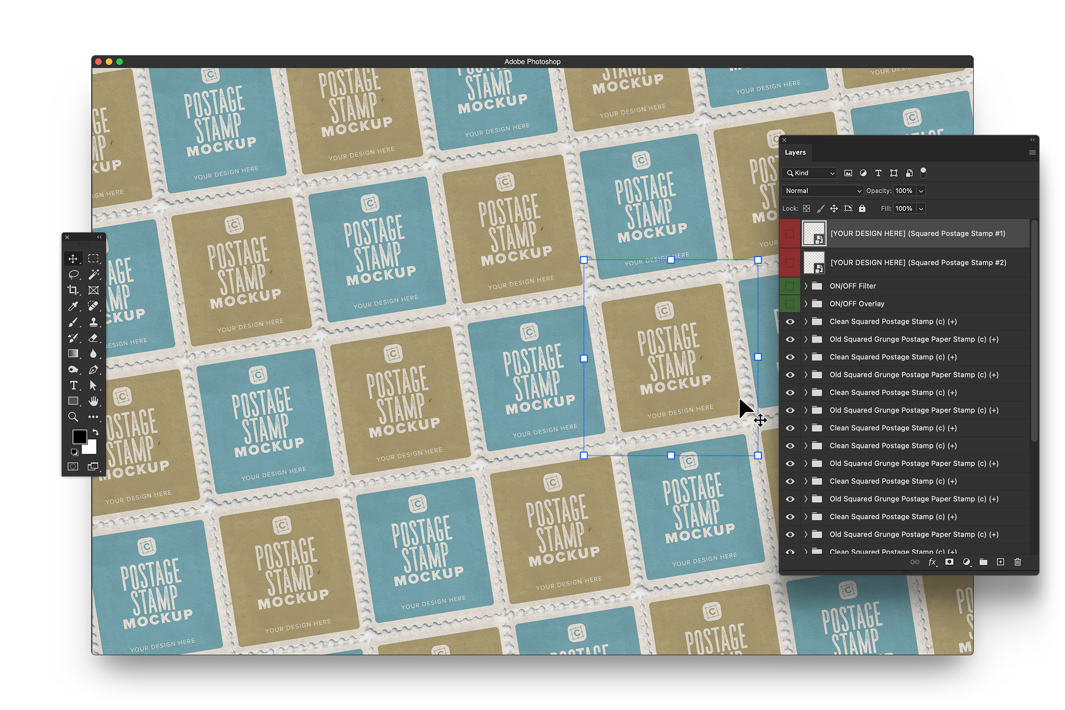Postage Stamp Mockup Grid Pattern 05 Layered PSD Mockup.jpg