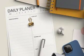 free desk scene mockup planners