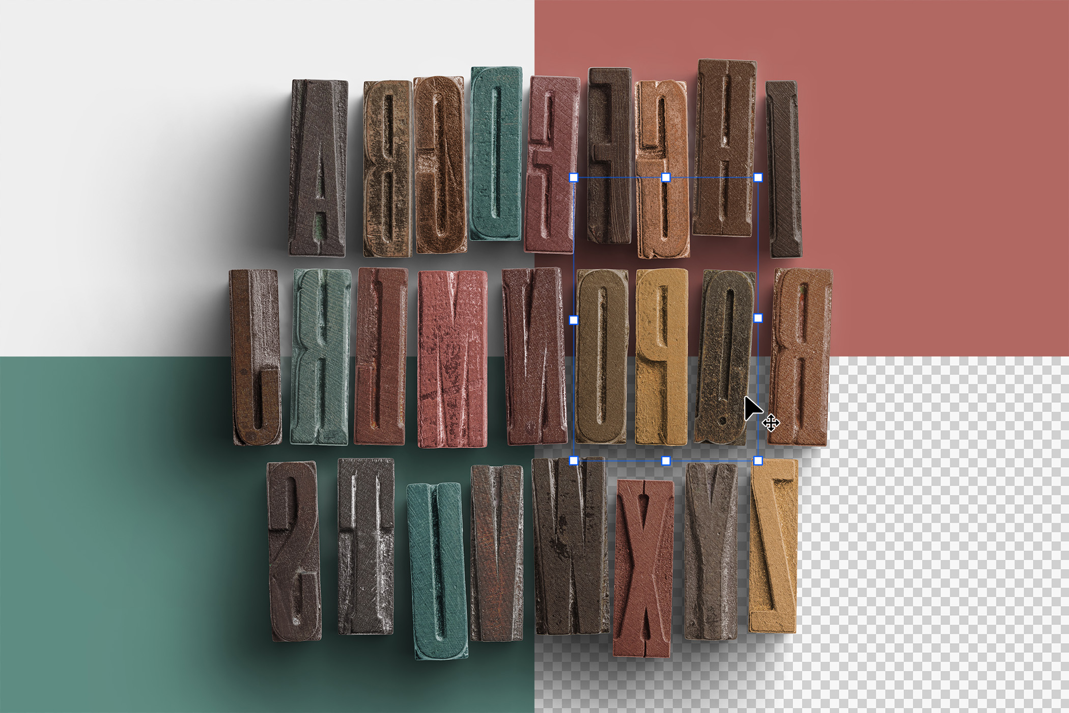 Vintage Letterpress Type Blocks 03 Isolated Objects