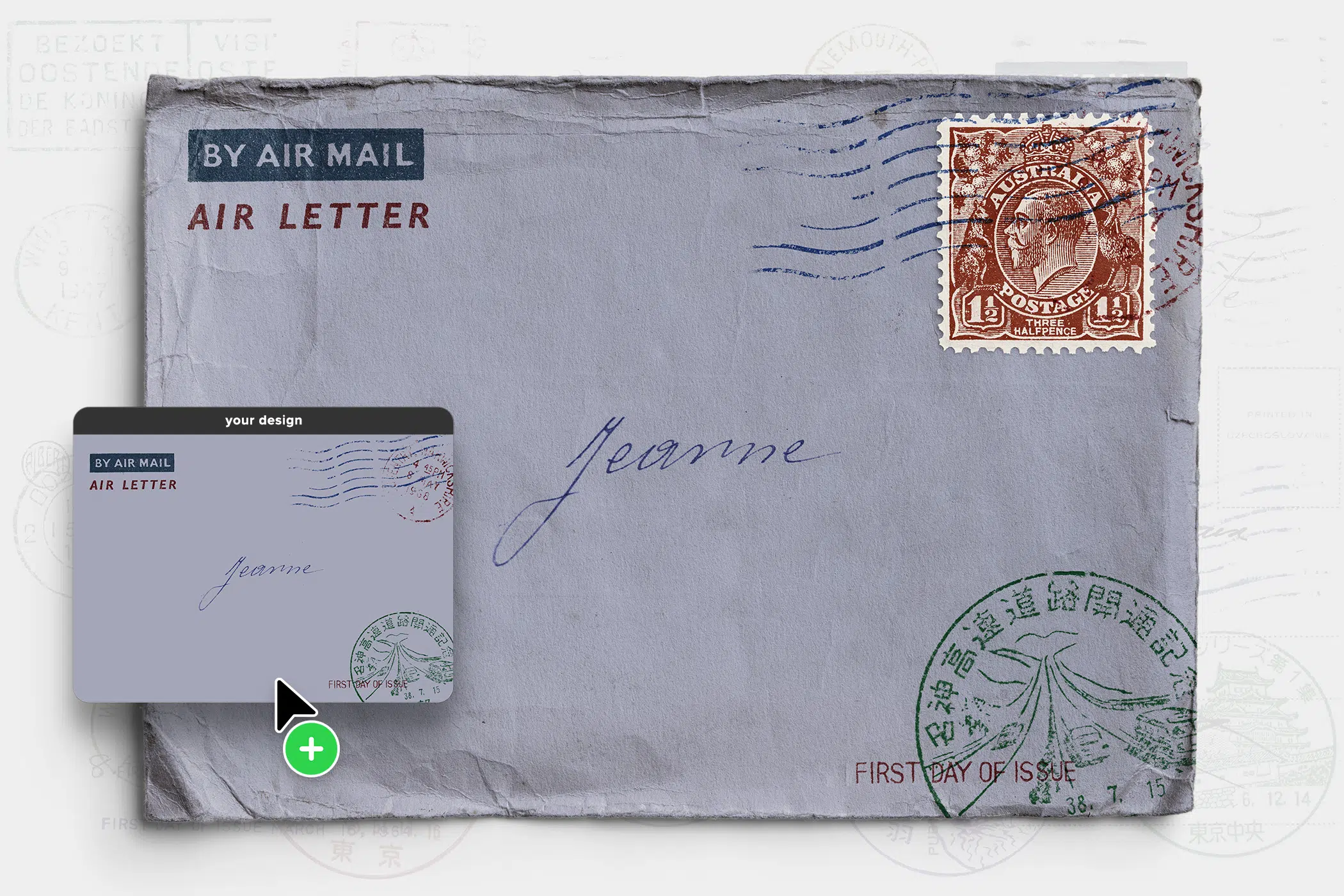 Vintage Postal Ephemera Overlay Kit 05 Add to your design