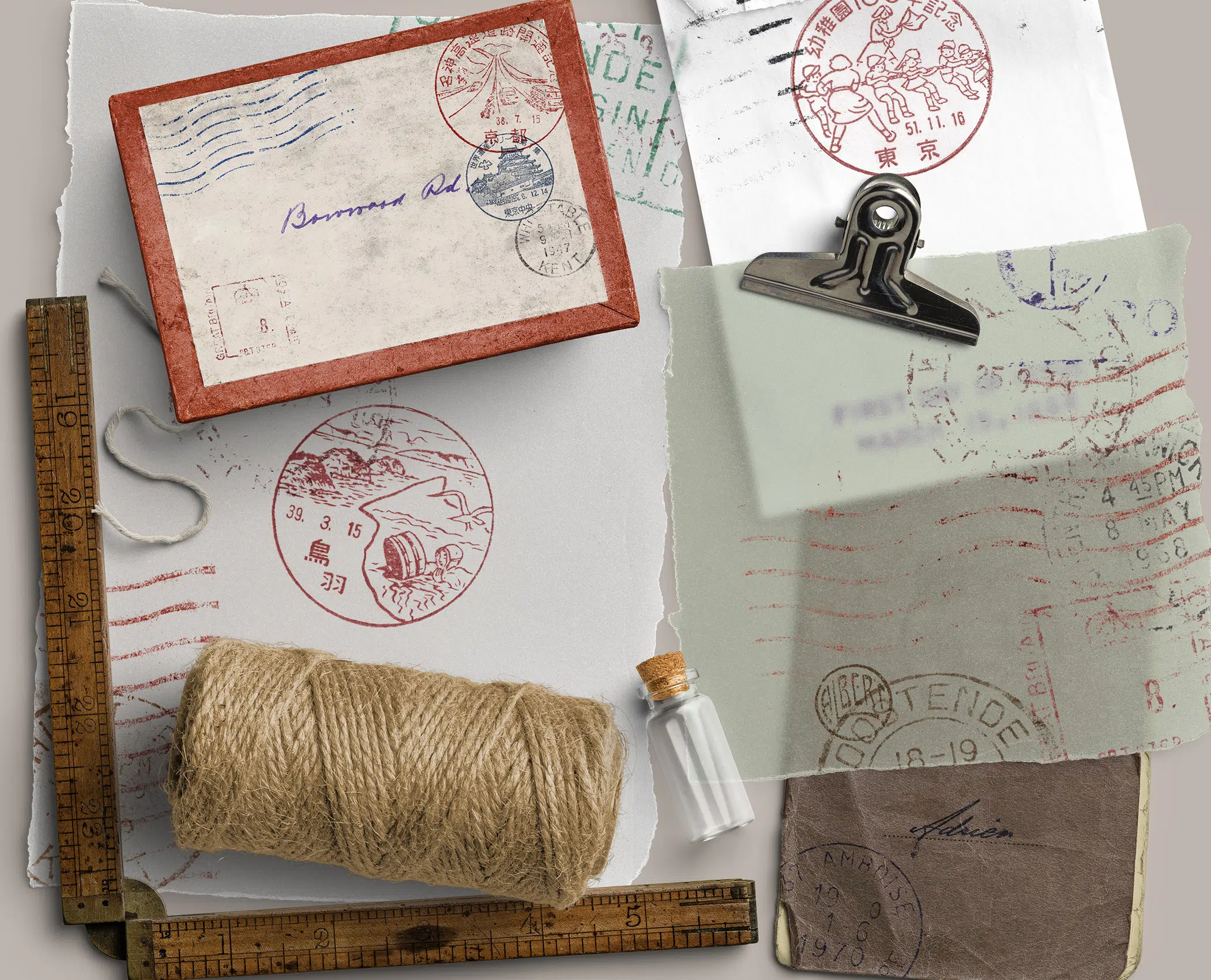 Vintage Postal Ephemera Overlay Kit 06 The Correspondence Drop