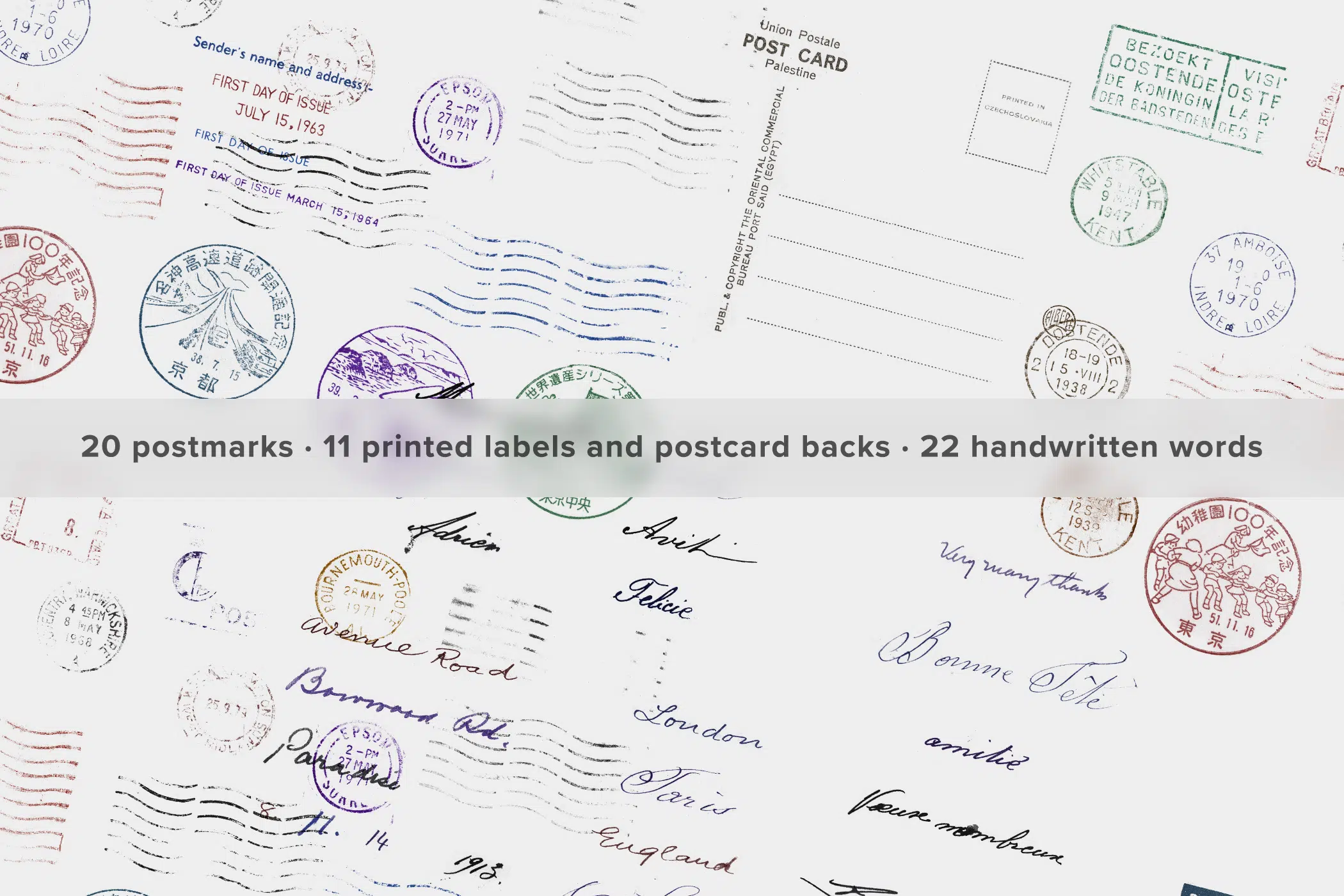 Vintage Postal Ephemera Overlay Kit 07 What is Included