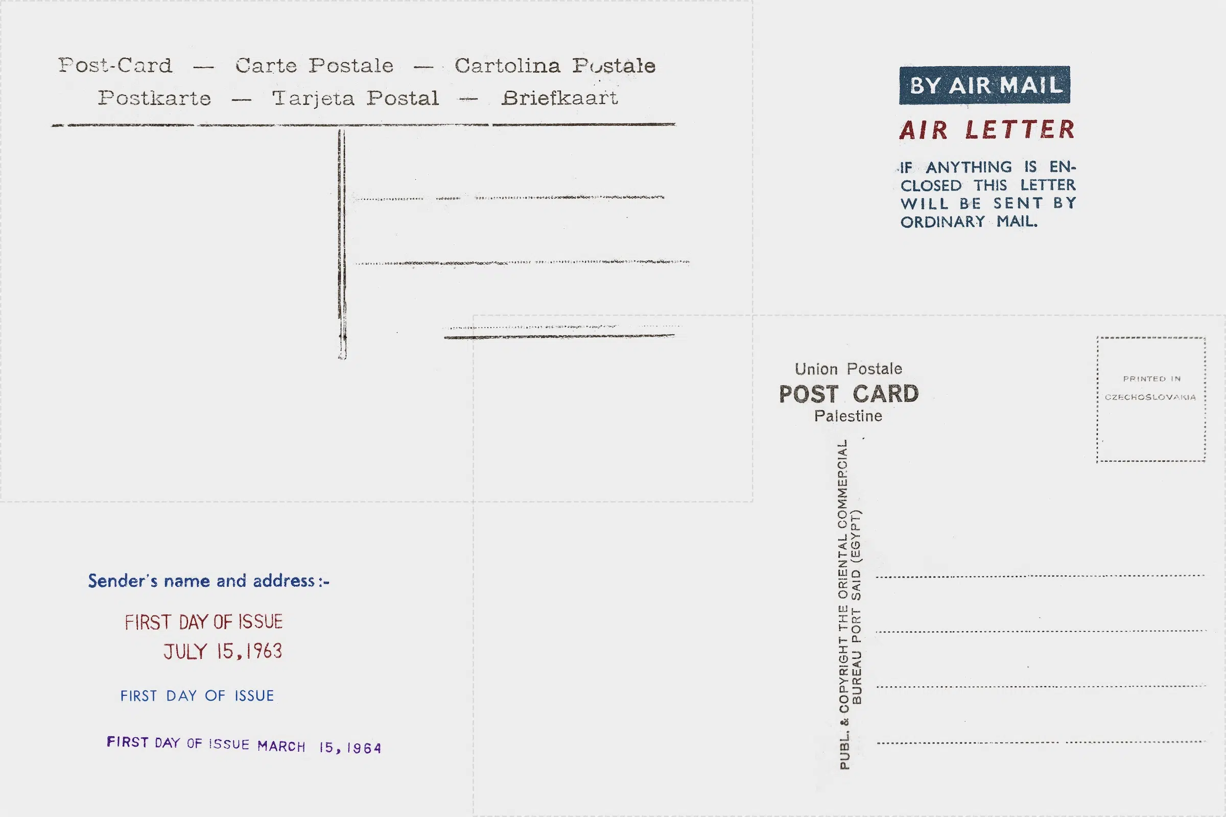 Vintage Postal Ephemera Overlay Kit Postcard Backs and Air Mail Labels